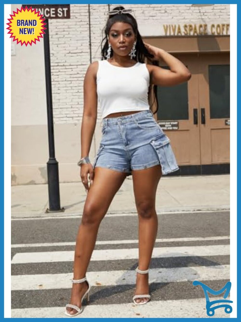 Detachable Cargo Jeans Y2K High Waisted Baggy Cutout Summer Shorts Streetwear - Picture 4 of 6